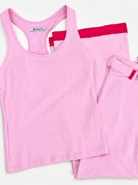 “Y2K Planet B By Prim Padilla Pink Activewear Set NWT Supplex Capri Leggings S